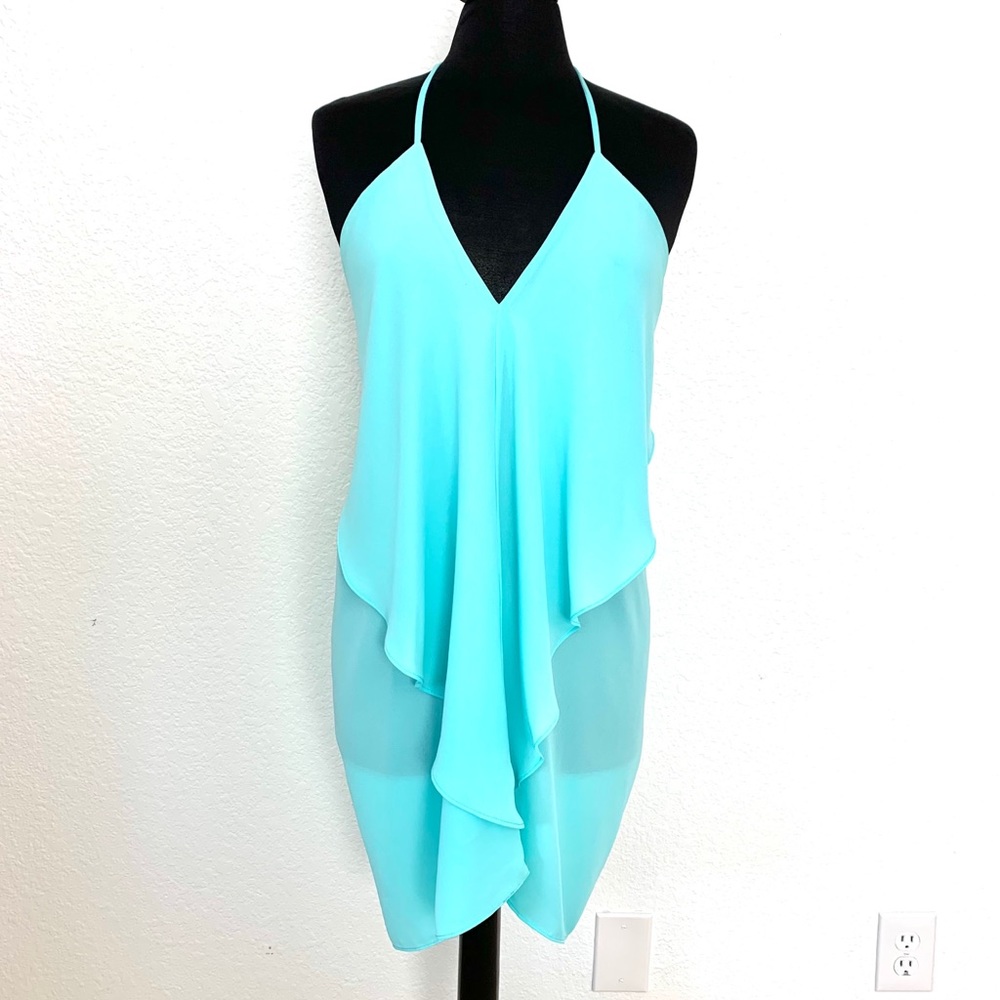 Lulu Mini Teal Green Draped Dress